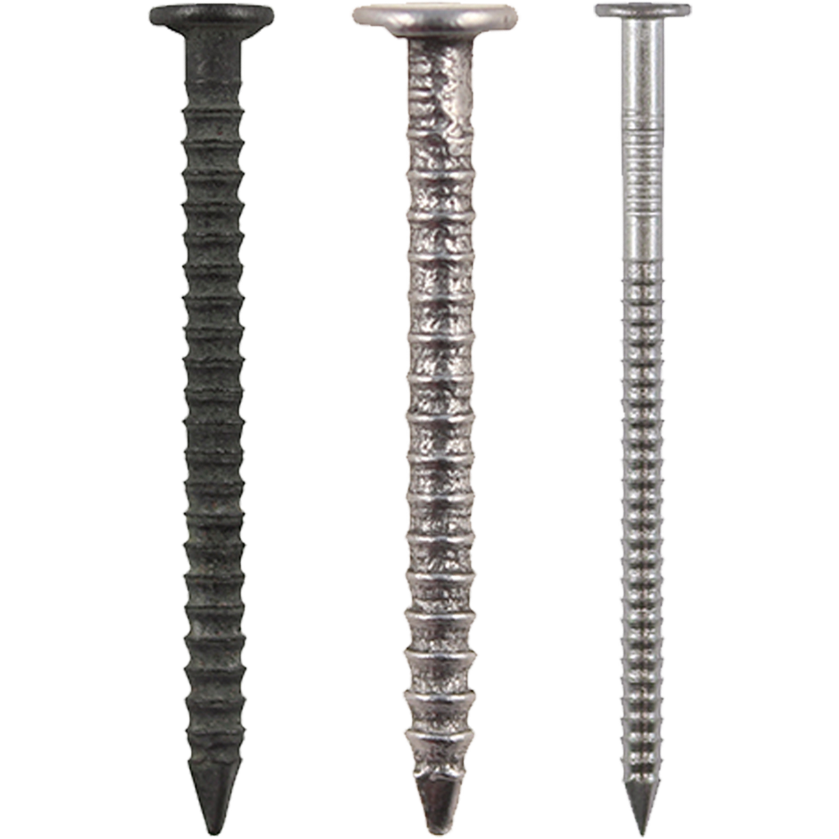 Annular ring shank nails are available in a bright steel, A2 stainless steel and sheradised steel variety of sizes and 