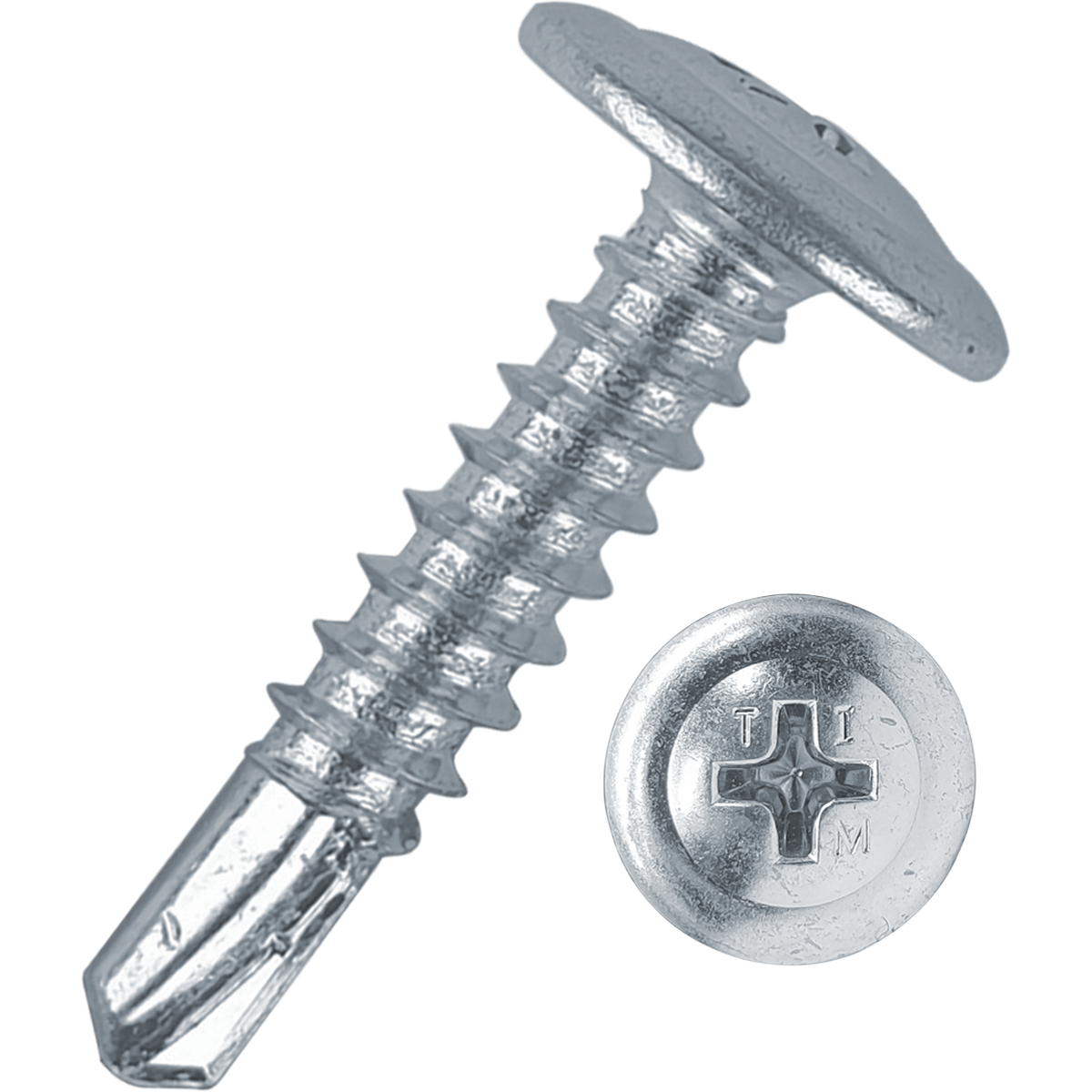 Wafer head self drilling screws with a drill bit like tip designed to penetrate the materials surface 