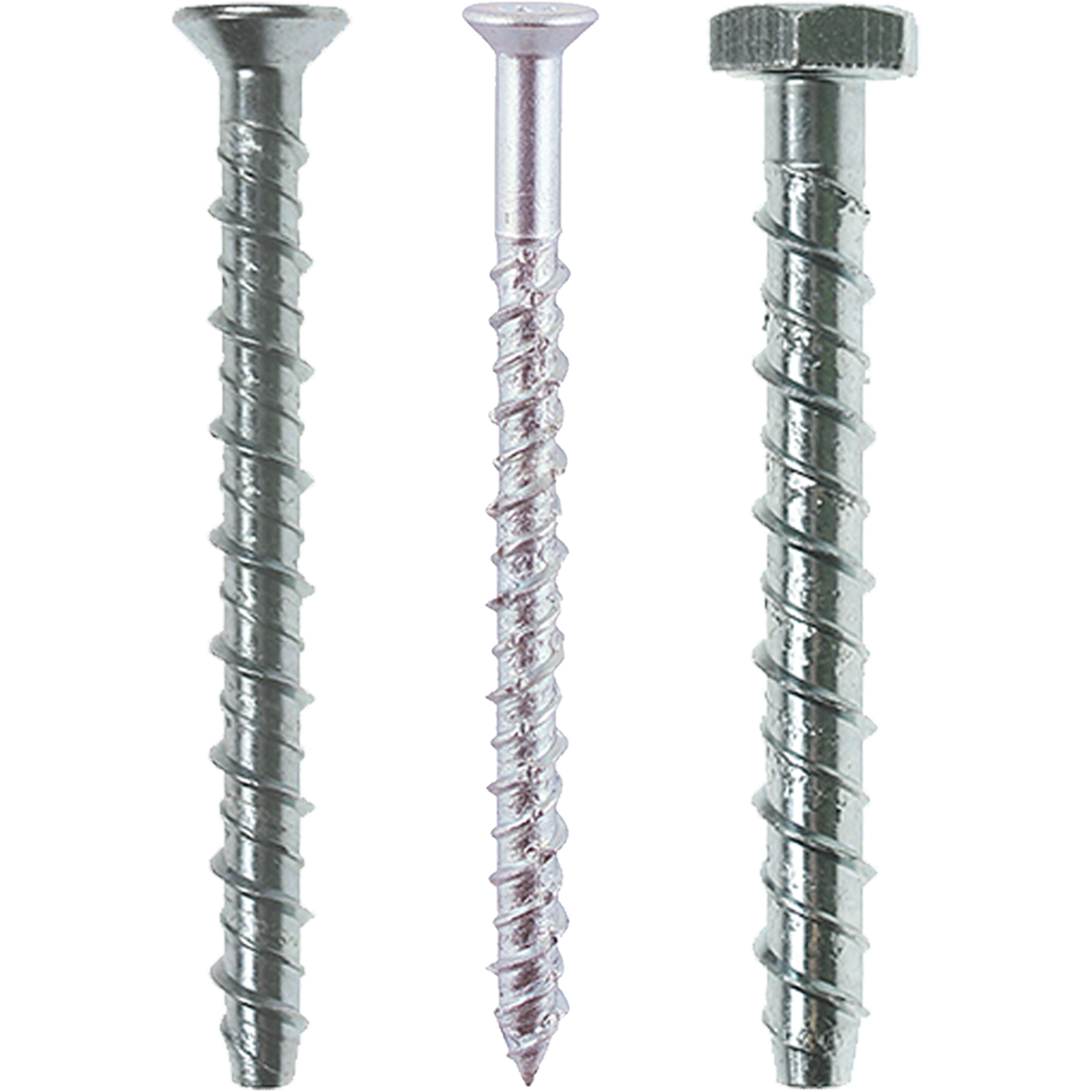 A range of concrete bolts and screws for use in concrete, stone, brick, and concrete block.