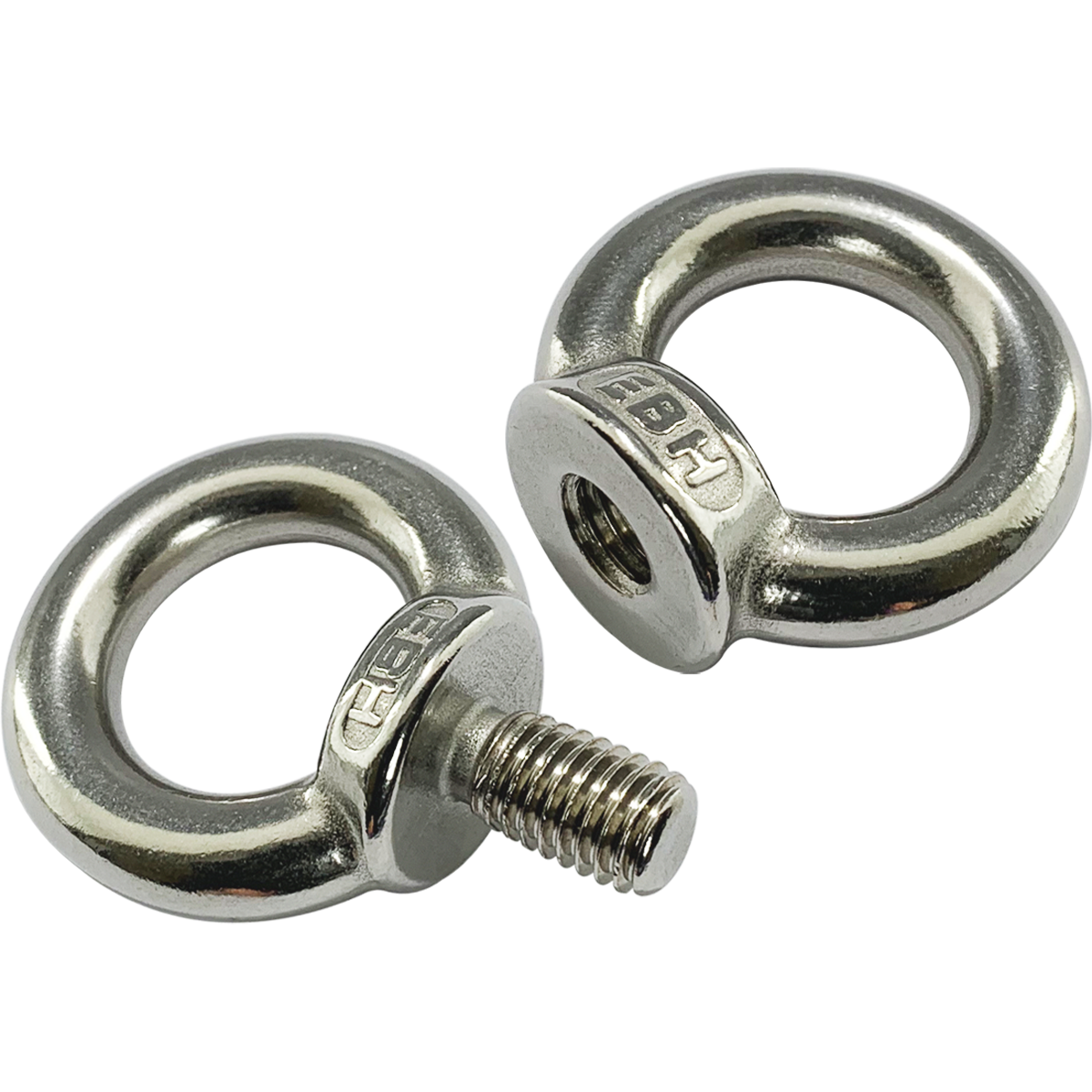Lifting eye nuts and bolts. A circular ring of metal with an internal threaded section or external threaded length. Used for lifting or for lashing as a secure anchor point. Commonly used with rope, chains, slings, and shackles.