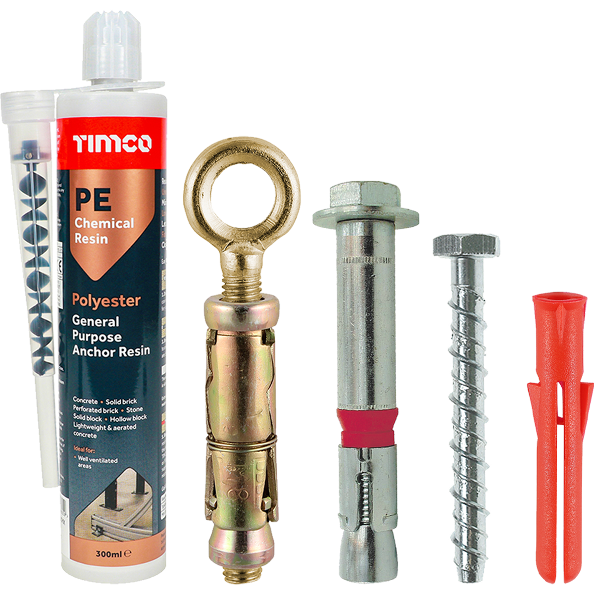 Concrete and masonry fixings. A comprehensive range of robust fixings for use in harder substrates at competitive prices.