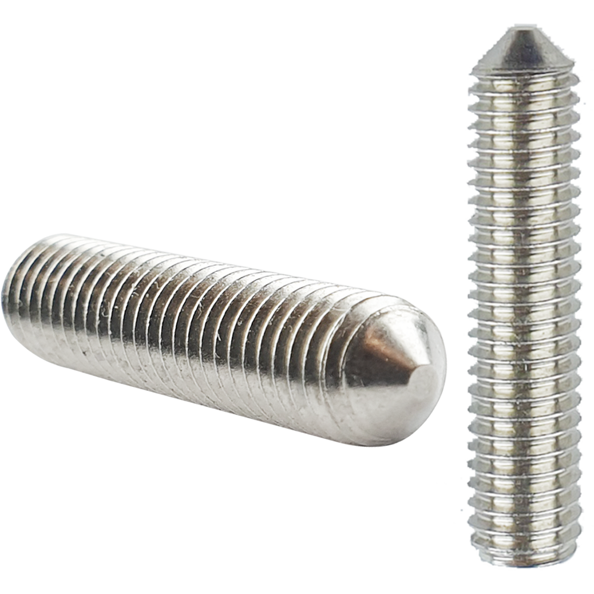 Corrosion-resistant, A2 stainless steel cone point socket set screws known as Grub Screws