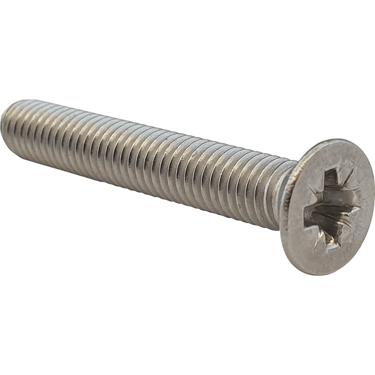 Corrosion-resistant, countersunk machine screws, manufactured in A2 stainless steel with a Pozi recess.