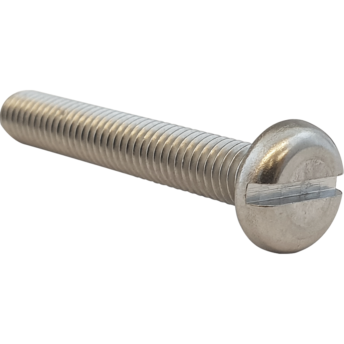Machine Screws with a slotted pan head and manufactured in A2 stainless steel, offering a good level of corrosion resistance