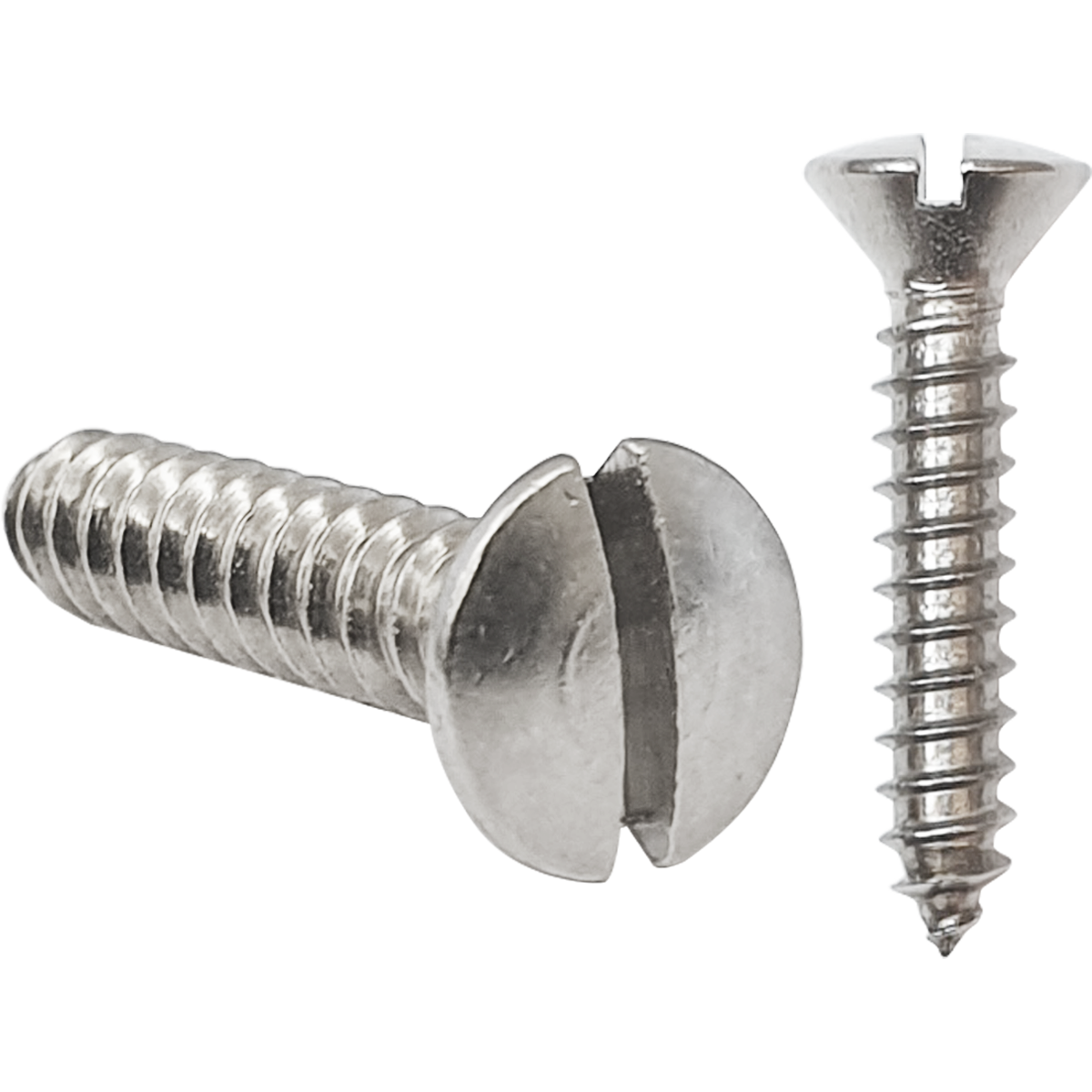 Corrosion-resistant self-tapping, raised countersunk screws, known as self-tappers, available in various diameters and lengths
