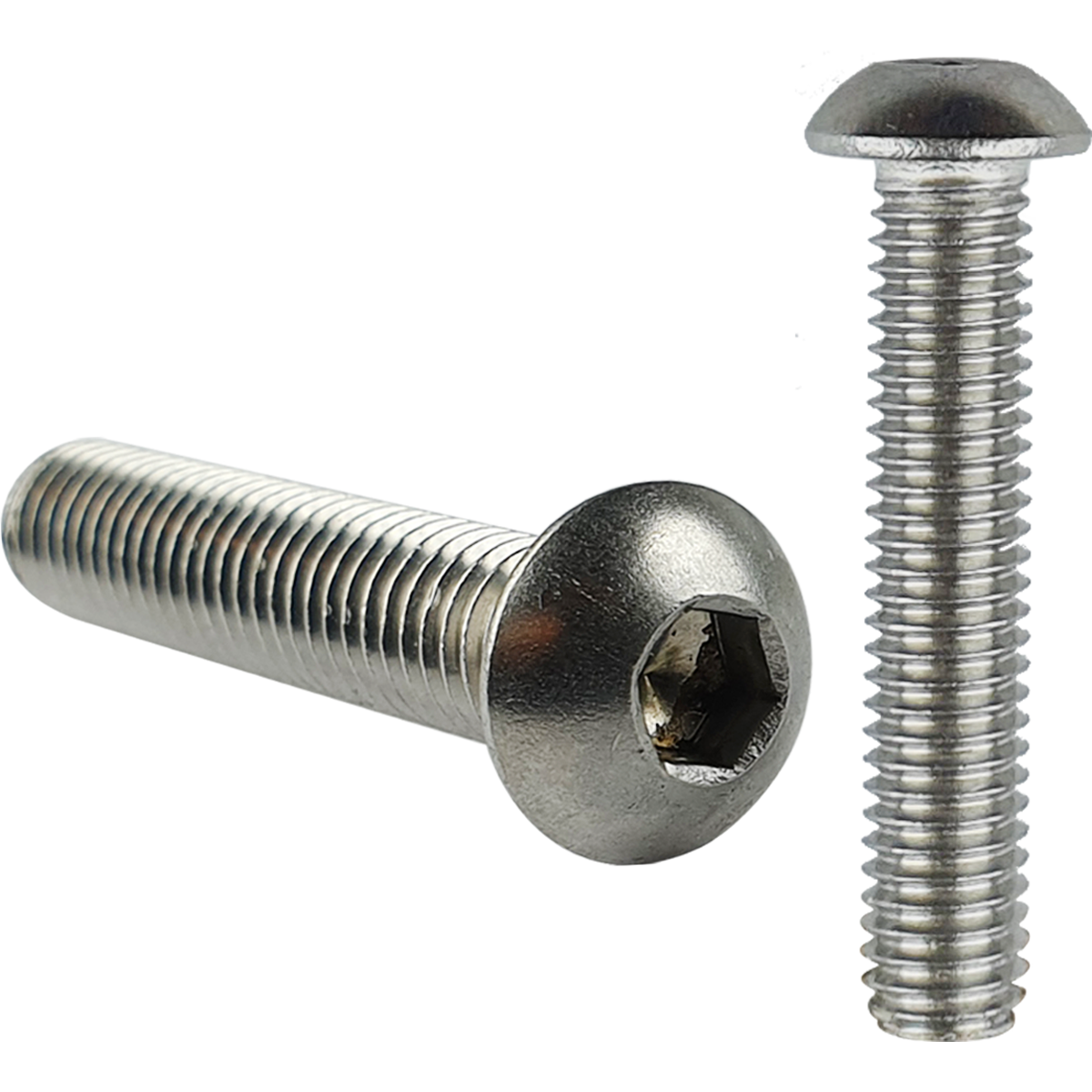Highly corrosion resistant A4 stainless steel button head machine screws with a hex recess for use with Allen keys.