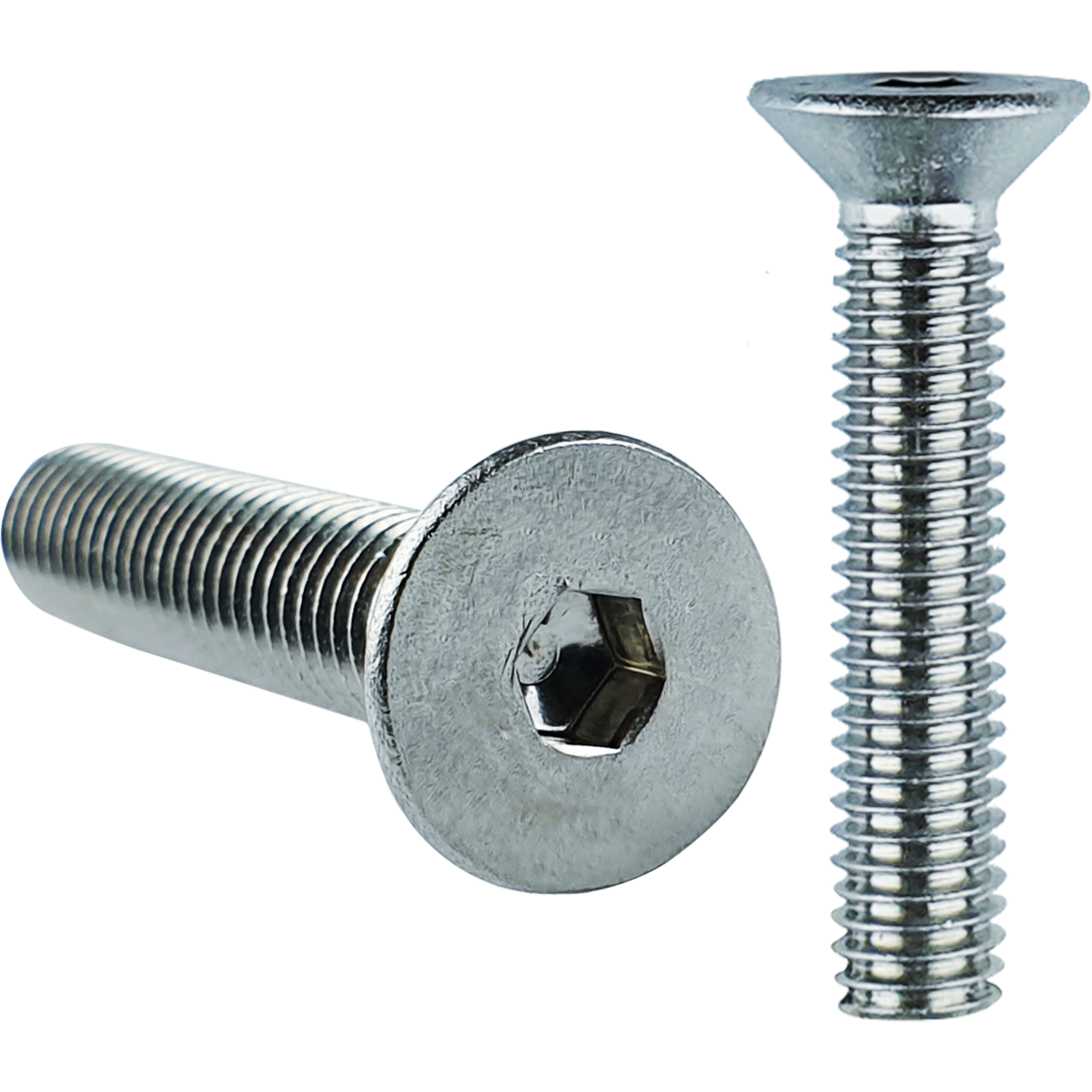 Socket countersunk machine screw manufactured from grade 10.9 steel with a bright zinc plating (BZP)
