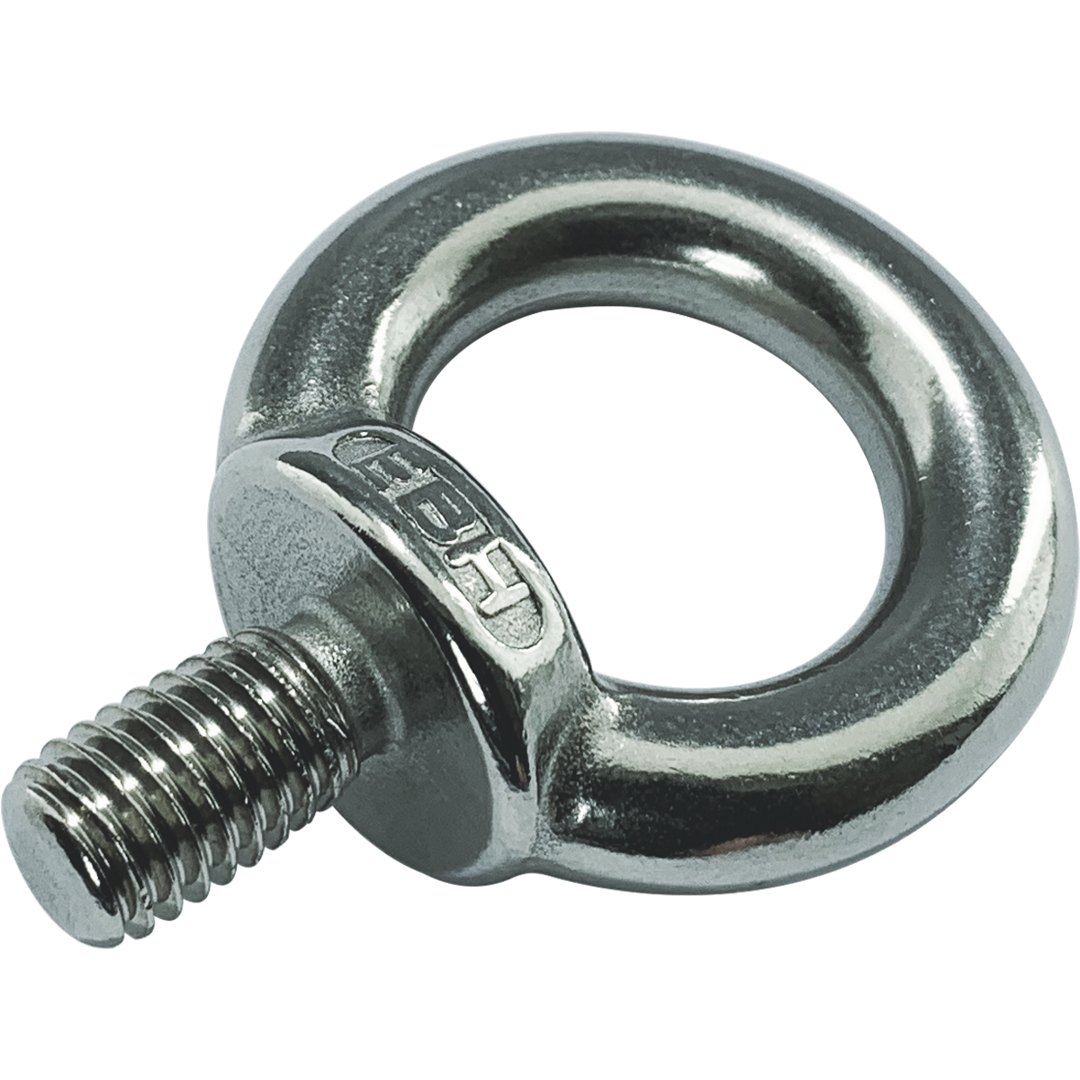 BZP lifting eye bolts. A thick circular ring of metal with a threaded section. 