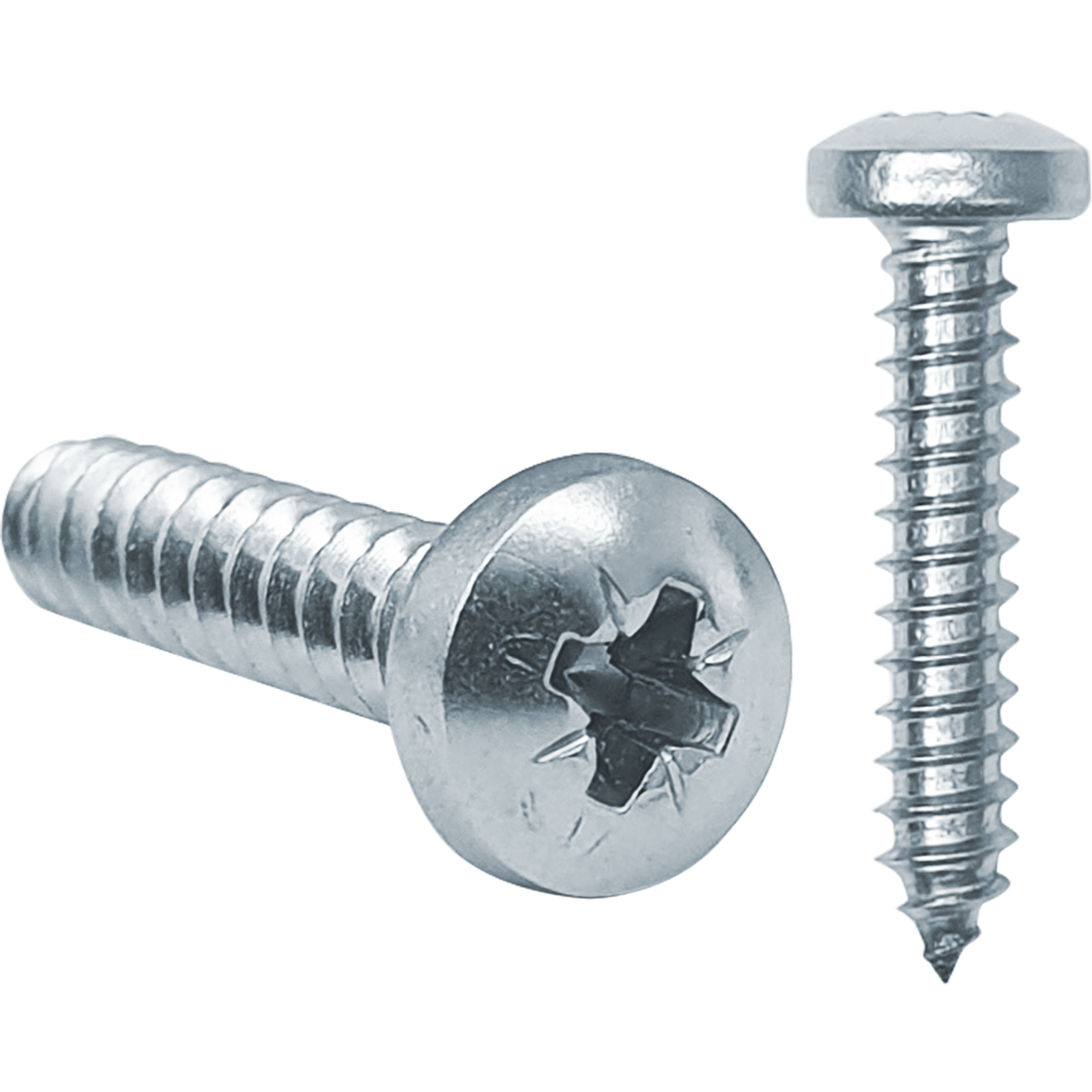 Self-tapping pan head screws with a bright zinc plating (BZP)