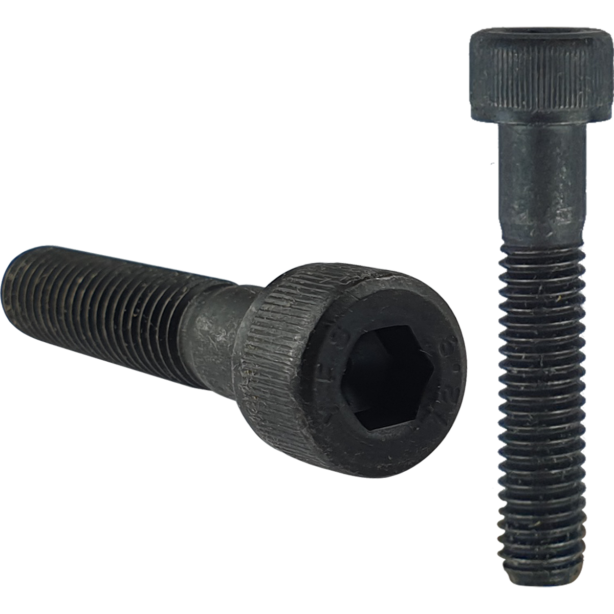 Self-colour, socket cap head screws, know as socket screws. Coated with black-oxide passivation