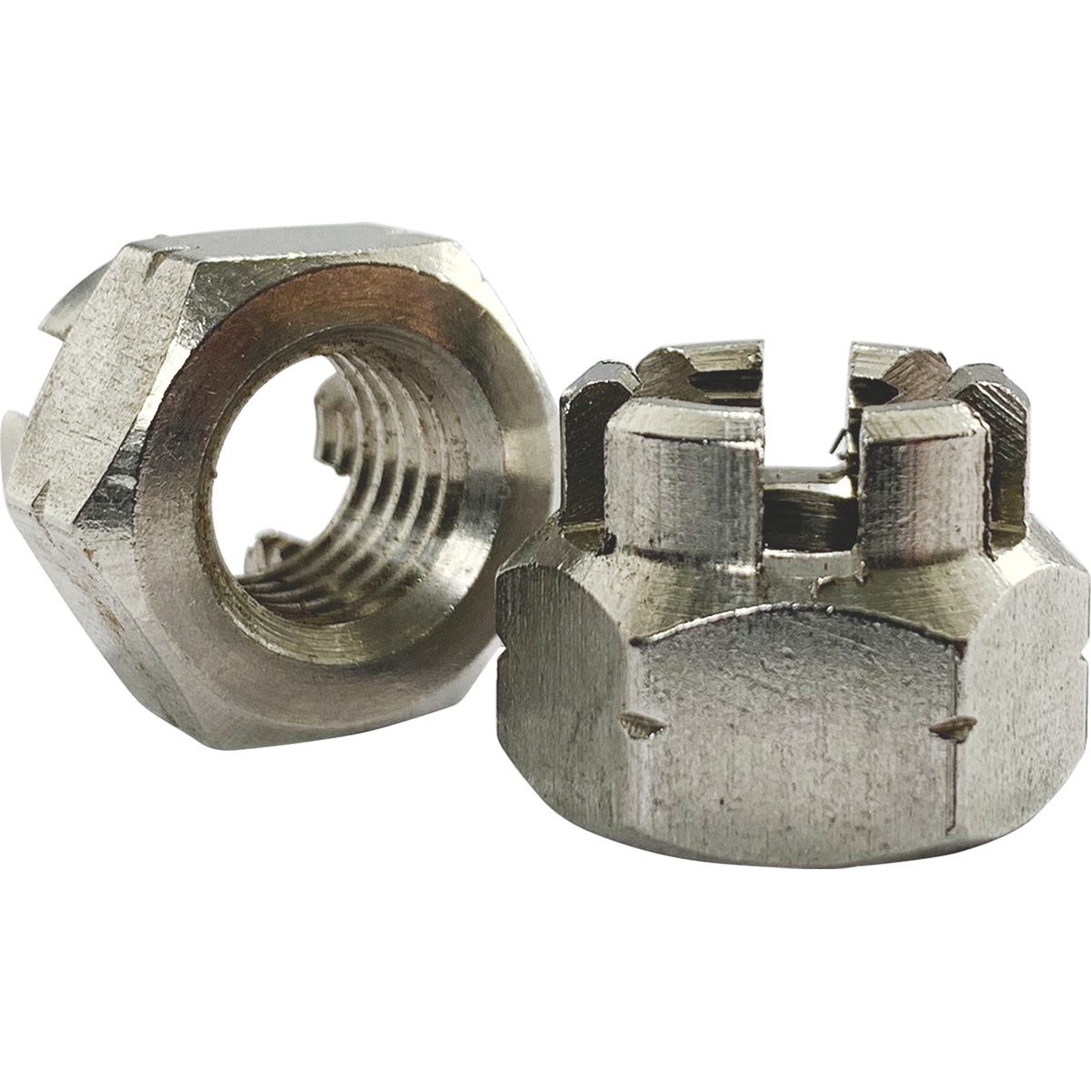 A2 stainless steel castle nuts, also known as castellated nuts