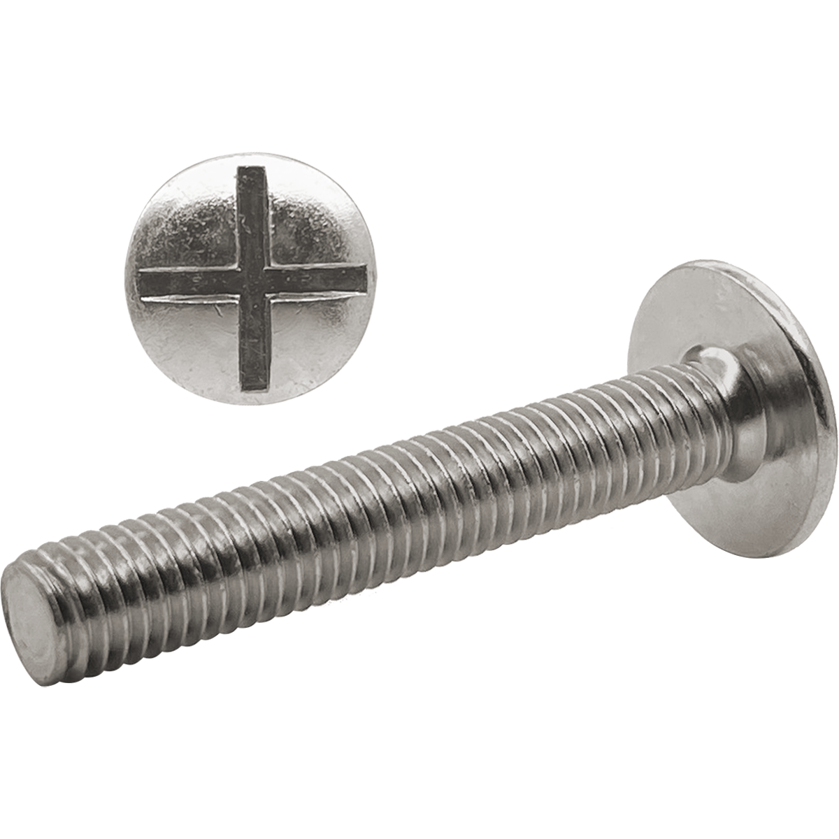 Cross slotted roofing bolts in corrosion resistant A2 stainless steel