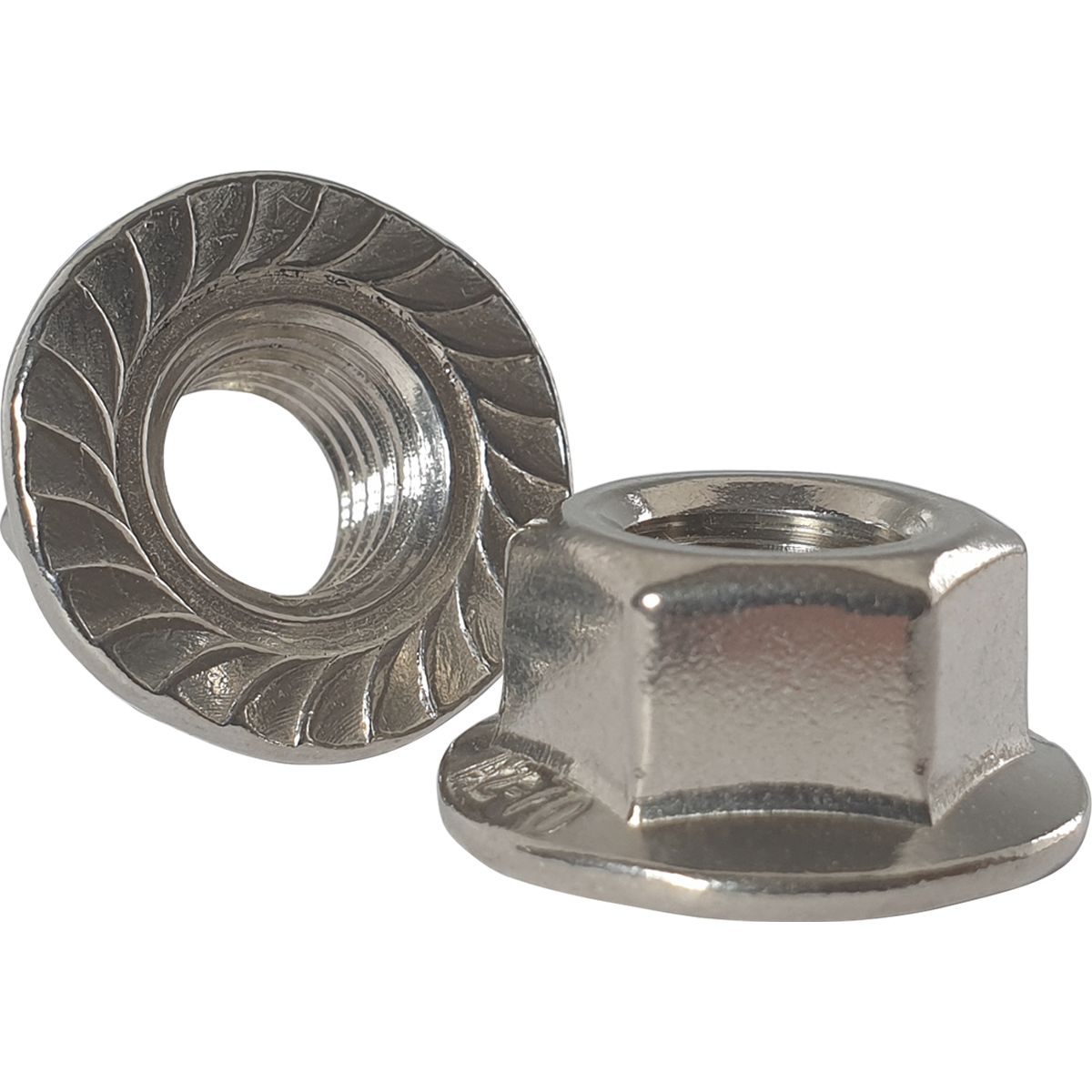 A2 stainless steel serrated flange nuts in various diameters and at competitive prices