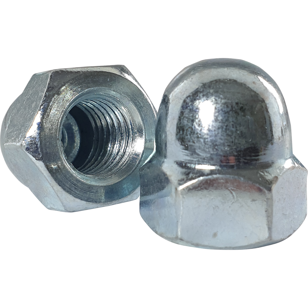Great range of BZP (Bright Zinc Plated) dome head nuts, also known as acorn nuts.