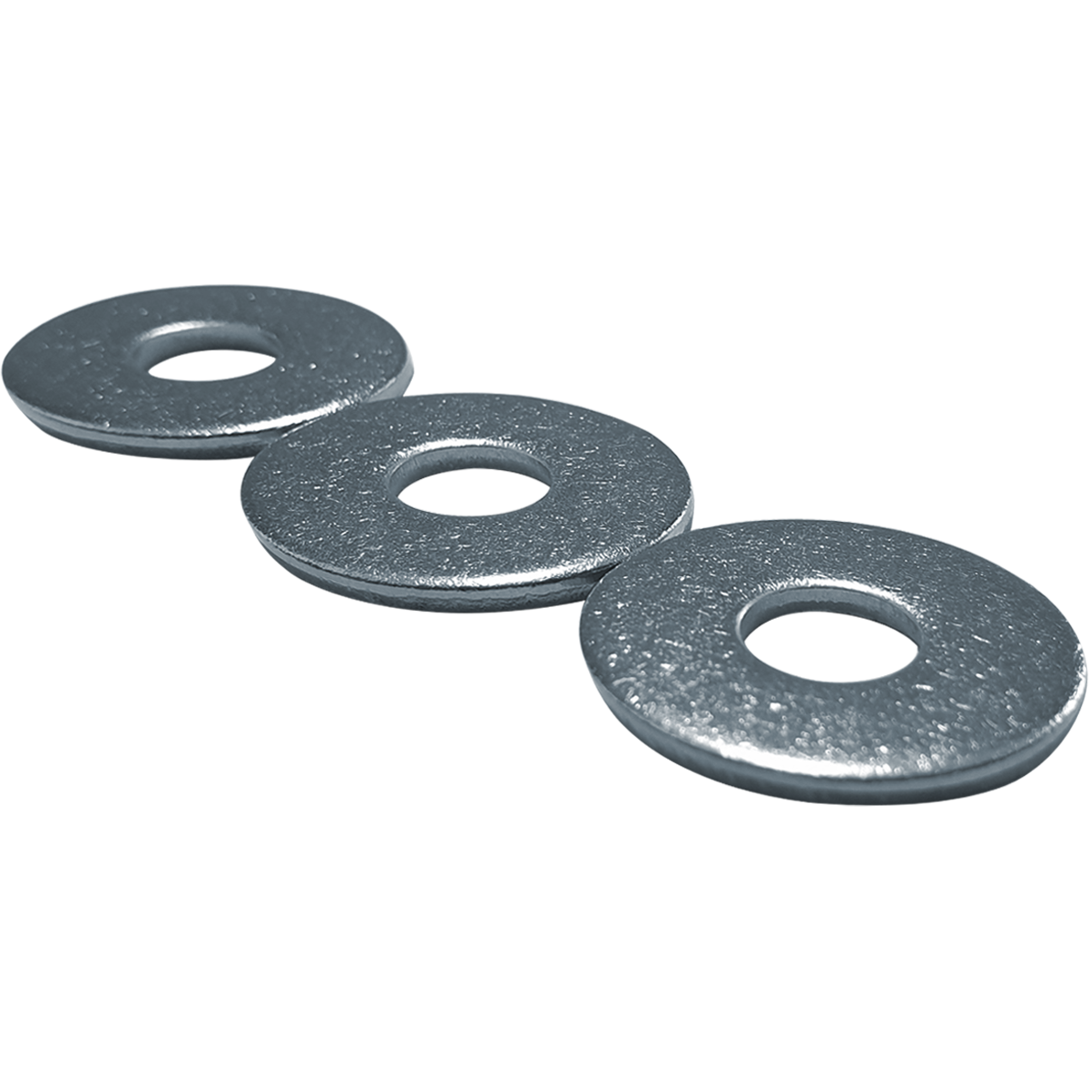 Form G flat washers, manufactured from Grade 4.6 steel and (BZP) bright zinc plated