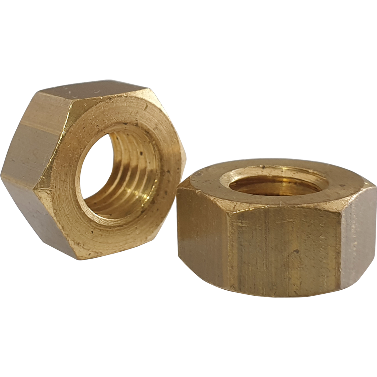 Brass hex full nuts, also known as hex nuts or hexagonal nuts in various sizes and at great prices