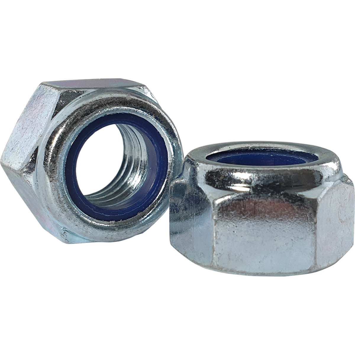 Metric fine, zinc plated, nylon insert nuts, also known as Nyloc nuts are available in various diameters at competitive prices.
