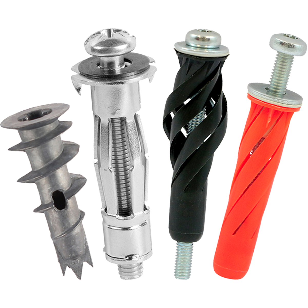 A range of plasterboard fixings to suit numerous tasks. Range includes cavity wall anchors, metal speed plugs & screws, and Rosett multi-fix cavity fixings.