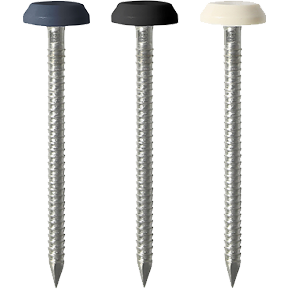 Corrosion-resistant poly top nails and pins. Also known as plastic headed nails, or UPVC nails.