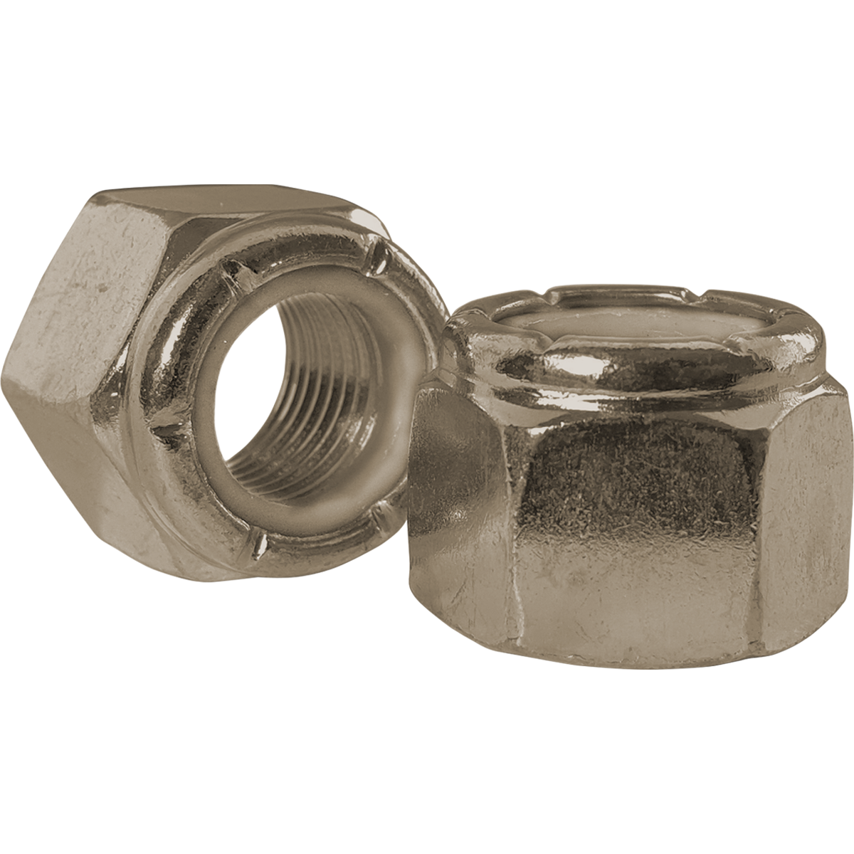 Corrosion resistant, UNF (Imperial Unified Fine Thread), A2 Stainless Steel, nylon insert nuts. Also known as Nyloc nuts.