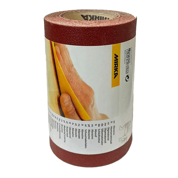 Mirka Red Abrasive Sanding Rolls 115mm x 5m . Part of a growing range of sanding rolls from Fusion Fixings