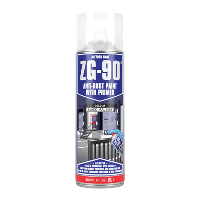 Action Can ZG-90 Rapid Dry Galvanise & Anti-Rust Black Paint, 500ml Spray (1031949)