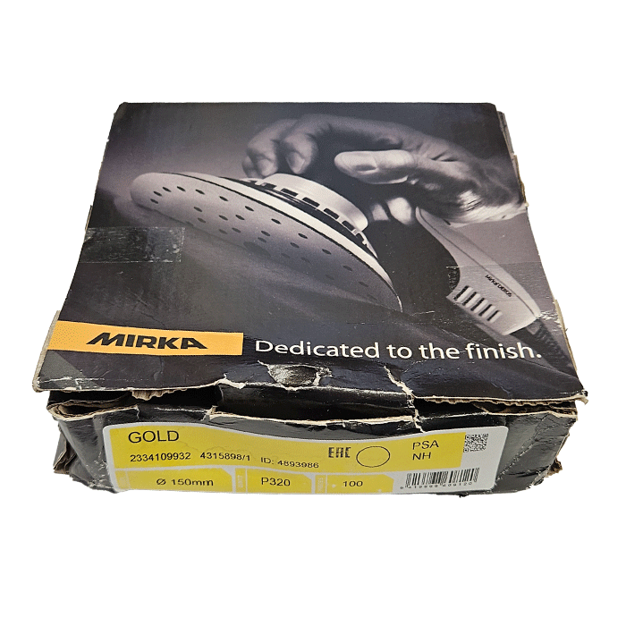 Mirka 150mm GOLD PSA Sanding Discs (No Holes) P320 Grit - Pack of 100 (2334109932) CLEARANCE