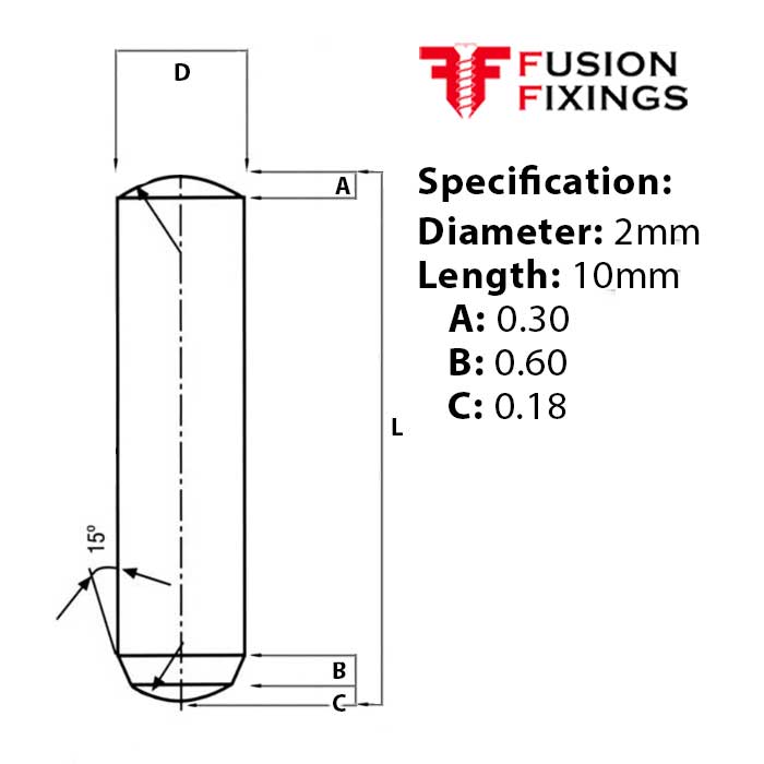 2 x 10mm Dowel Pin, Hardened & Ground Steel, Self-Colour, DIN 6325