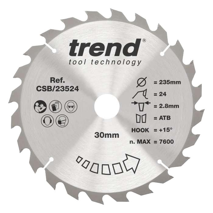 Trend Circular Saw Blade 235mm Dia. 24 Teeth 30mm Bore CSB/23524 - CLEARANCE