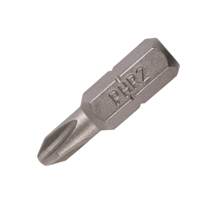 PH2 x 25 Phillips Driver Bits S2 Steel, Jar of 100 (2PH25GJ)