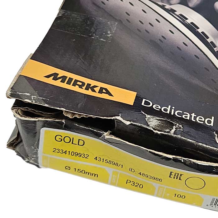 Mirka 150mm GOLD PSA Sanding Discs (No Holes) P320 Grit - Pack of 100 (2334109932) CLEARANCE