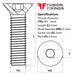 Size guide for the M3 × 5mm Socket Countersunk Machine Screw, A2 Stainless Steel – ISO 10642