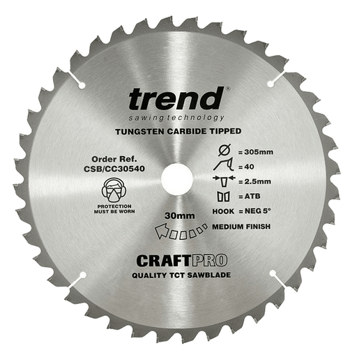 Trend Circular Saw Blade 305mm Dia. 40 Teeth 30mm Bore CSB/CC30540 - CLEARANCE