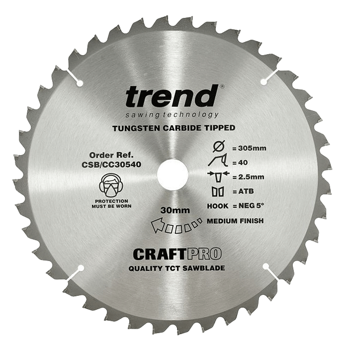 Trend Circular Saw Blade 305mm Dia. 40 Teeth 30mm Bore CSB/CC30540 - CLEARANCE