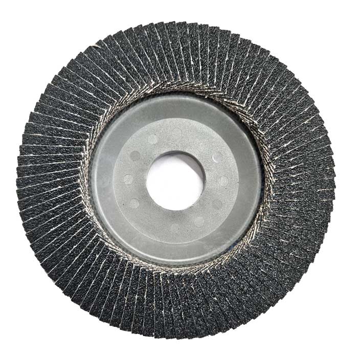 Cutting side of the Tyrolit 80 Grit Flap Discs, 115mm PREMIUM Long Life C-TRIM Flap Discs, 28N ZA 80 T-B (Pack of 10)