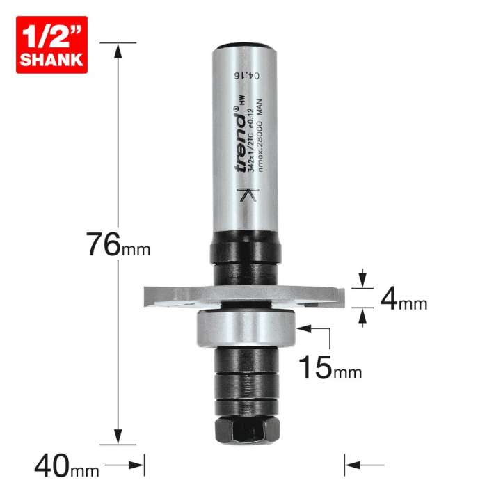 40mm Dia. x 4mm Cut Trend Biscuit Jointer Set 1/2 Inch Shank (342X1/2TC) - CLEARANCE