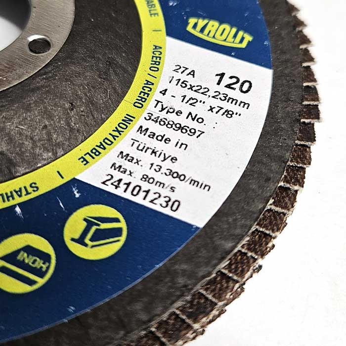 Detail image of the Tyrolit ONE 120 Grit Flap Discs, 115mm, 2in1 Flap Discs, 27A, ZA120Q-B (Pack of 10)
