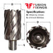 Size guide for the 39 x 25mm Rotabroach Raptor E Mag Drill Annular Cutter, HSS M2 (RE39S)