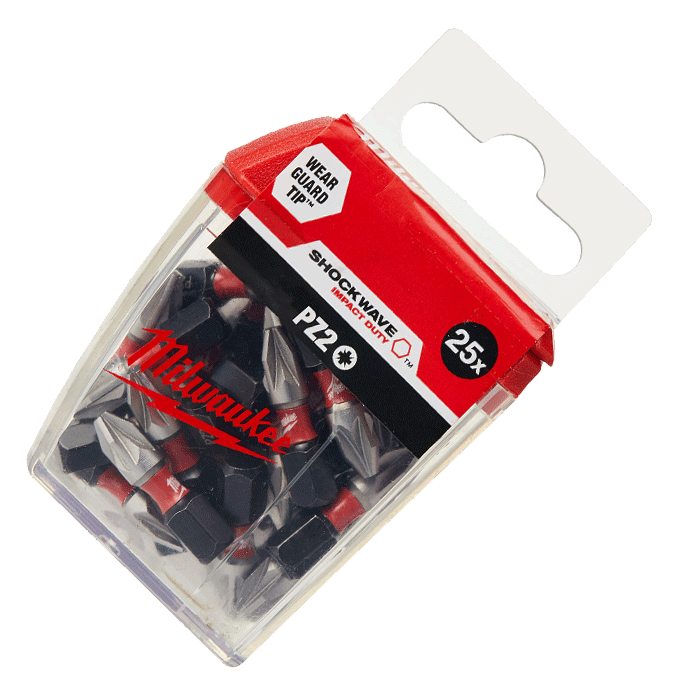 Milwaukee SHOCKWAVE™ PZ2 x 25mm Impact Bits - Pack of 25, 4932472041 - CLEARANCE - Pack image from Fusion Fixings