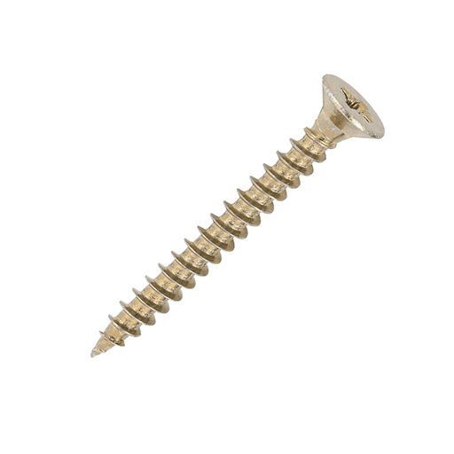 Timco wood screw product image for the 5 x 45mm Countersunk Wood Screws, Pozi, Zinc & Yellow, Box of 200 (50045CLAF). Supplied from Fusion Fixings as part of a growinf range held in stock.
