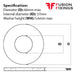 Size guide for the M36 Form A Flat Washer A2 (304) Stainless Steel, DIN 125