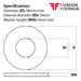 Size guide for the M52 Form A Flat Washer A2 (304) Stainless Steel, DIN 125