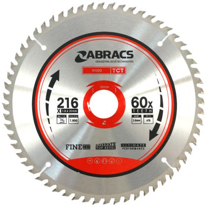 Abracs TCT21660 Circular Saw Blade 216mm x 30mm x 60T