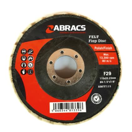 Abracs ABFF115 Felt Polishing Disc 115mm x 22.23mm