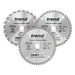 Triple pack of Craft Pro saw blades from Trend. 1 x 24T, 1 x 40T and 1 x 52T. Supplied from Fusion Fixings as part of a growing range of Trend Craft Pro circular saw blades.