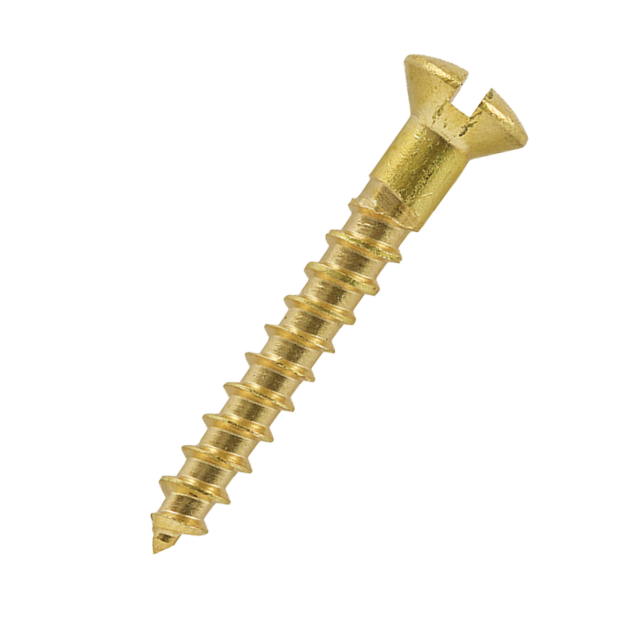 No.8 x 3/4" Slotted Raised Countersunk Woodscrew Brass