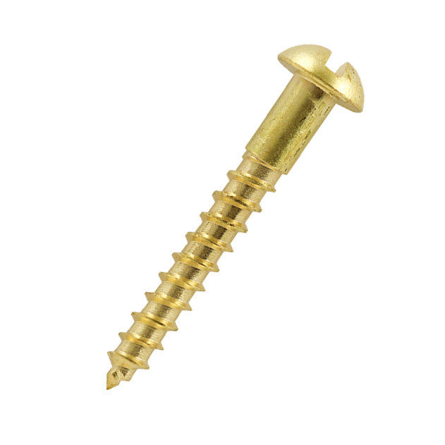 No.10 x 2 1/2" Slotted Round Head Woodscrew Brass