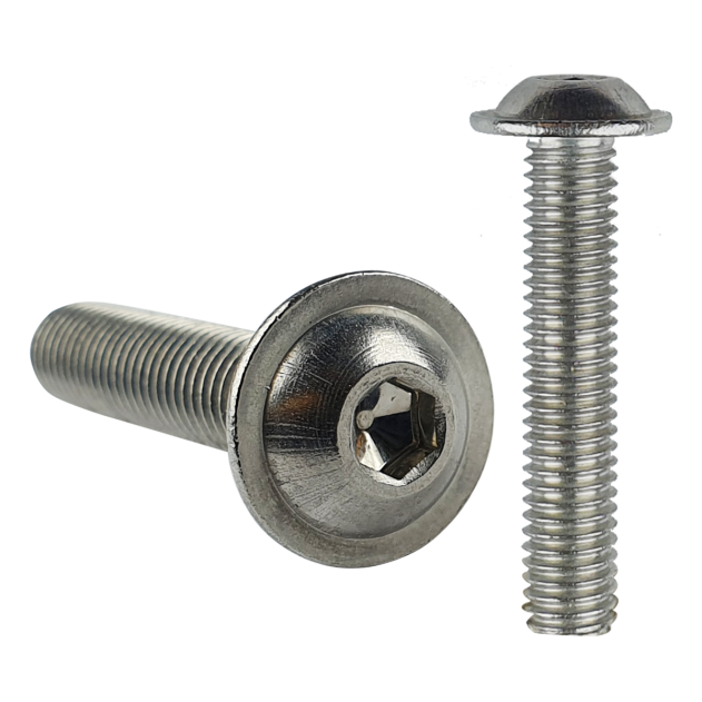 M8 x 20mm Flanged Socket Button Head Screw in A2 Stainless Steel ISO 7380-2