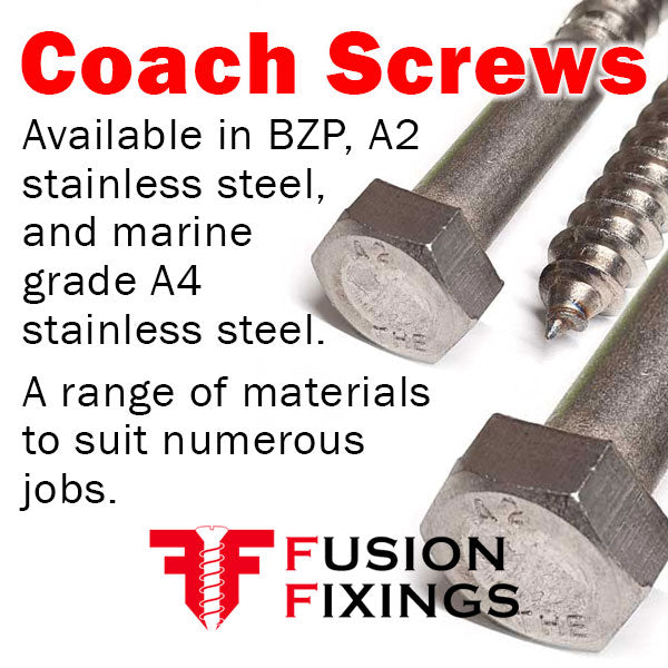 Coach screws from Fusion Fixings