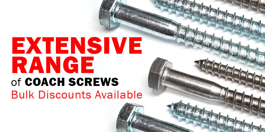 A growing range of Coach Screws from Fusion Fixings with bulk discounts across the range.